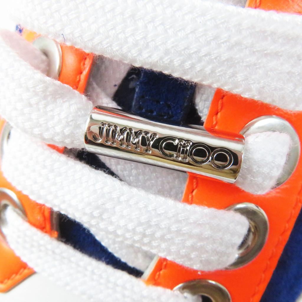 Pristine JIMMY CHOO sneakers DIAMOND Cobalt Neon Orange Calf leather Women 36 Used