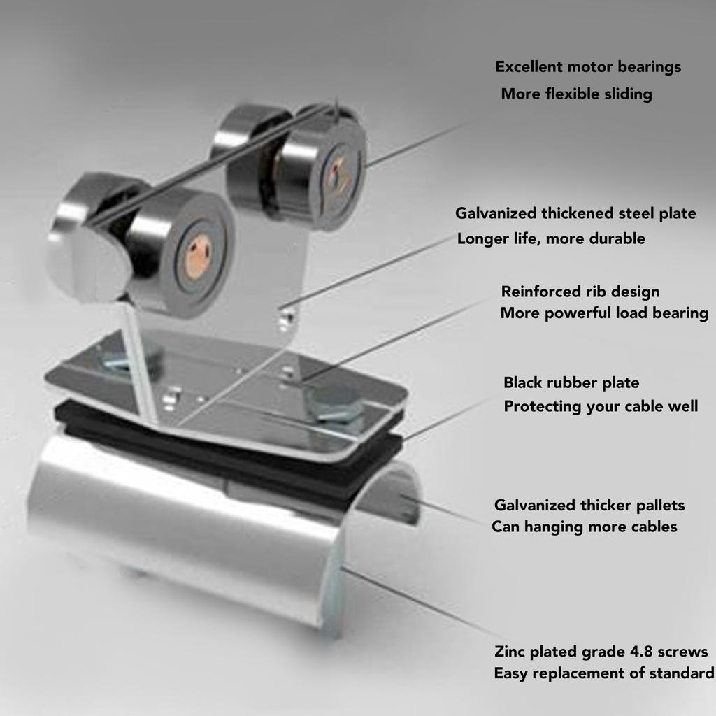 Stainless Steel Track Roller Wheel Trolley 24mm Pulley Diameter Cable Pulley Track Roller Wheel Trolley