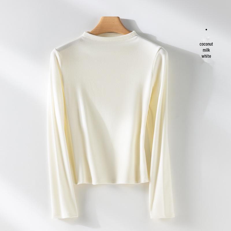 Neues Herbst/Winter Lyocell Tencel Halbrollkragenpullover im koreanischen Stil Warmes Langarmoberteil