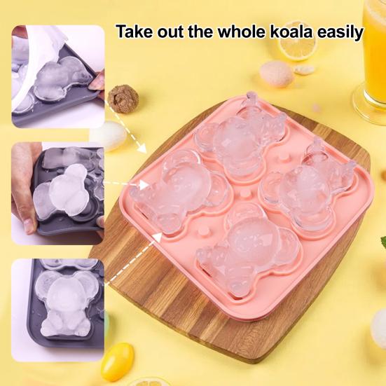 Formička na led ve tvaru koaly 4-dutá silikonová forma na čokoládu a dorty bez BPA výrobník ledu ve tvaru koaly na koktejly a nápoje