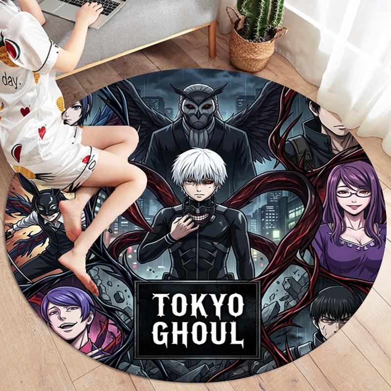 Tokyo Ghoul Round Area Rug Carpet Rug For Living Room Bedroom Sofa Playroom Decor Nonslip Floor Mat