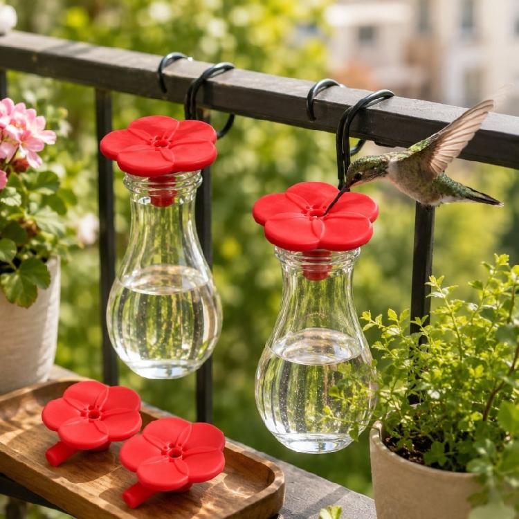 Red Push In Flower Inserts for Garden Drinkers, Soft Replacement Parts for Spare Bird Care Needs and Daily Use