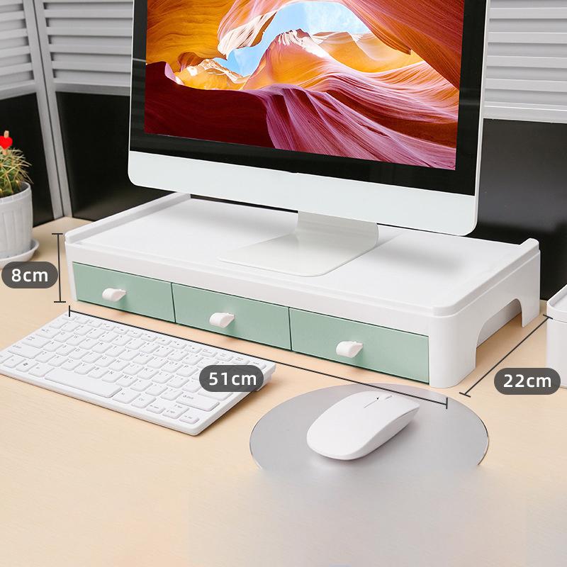 Double-Deck Computer Screen Riser Holder With 3 Drawer Pc Monitor Stand Bracket For Laptop Printer Keyboard Desktop Organizers