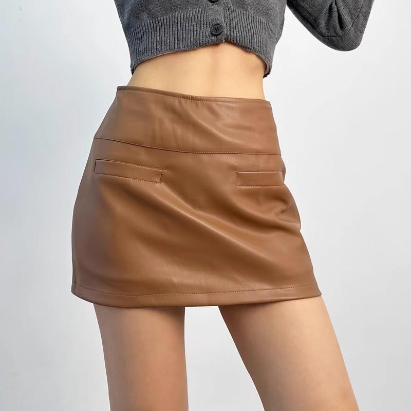 Leather Mini Skirts Summer Women's Y2K Elegant Party Short Skirts Ladies Fashion Casual Office Black Mini Skirts