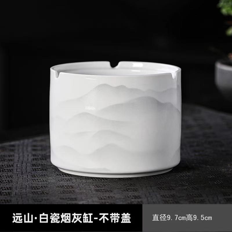 Creative Painted Flower Ceramic Ashtray Dustproof Office Ashtray with Lid Home Cylindrical Ceramic Ashtray Gift Home Decoration