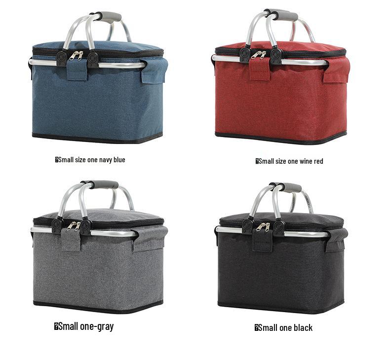 Isolierter Picknickkorb mit großem Fassungsvermögen, Aluminiumgestell und Folienauskleidung