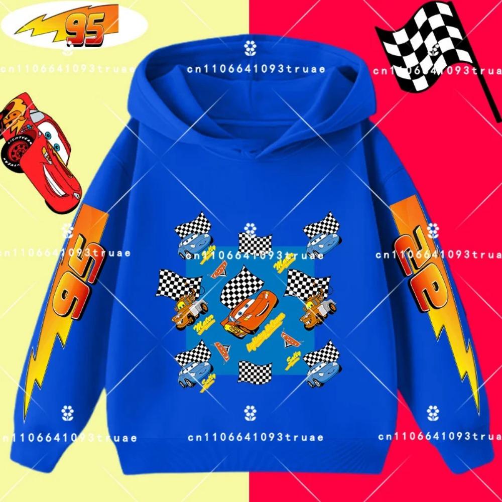 Felpa con cappuccio per bambini e ragazzi, stampa divertente di Saetta McQueen, autunno e inverno, moda casual, calda, felpa da studente