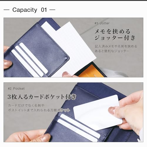 [BLUE SINCERE] Rodia Cover A6 Size No. 13 Genuine Leather Premium Leather Pen Holder Pocket for Cards, Sticky Notes, and Business Cards / RD2 (Royal B