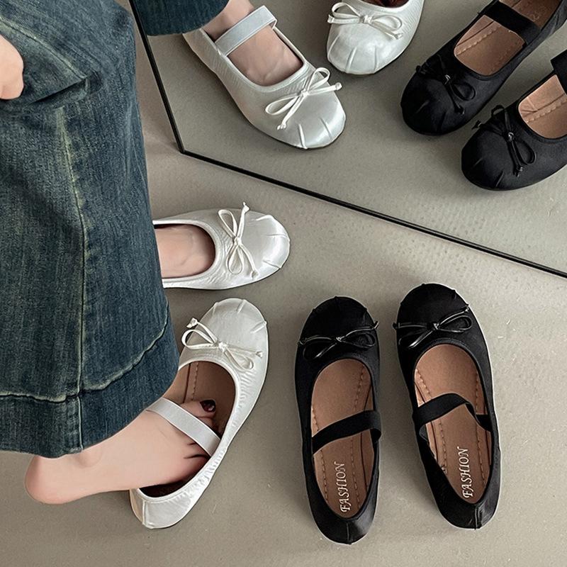 Niche Versatile One-word Low-heeled Shallow-mouth Single Shoes Women's Spring and Summer Fashion Soft-soled Ballet Shoes Casual Mary Jane Shoes