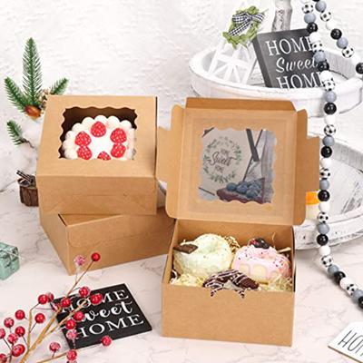 10Pcs Kraft Paper Baking Packaging Box Front-loading Design Useful Festival Party Mousse Cake Cookie Dessert