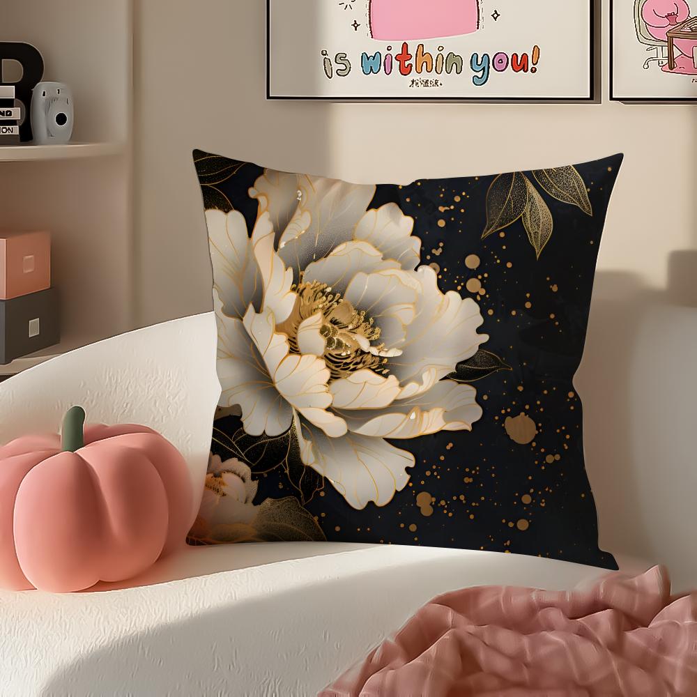 

Gorgeous Traditional Chinese Floral Art Peony Cushion Cover Pillowcase Short Plush Invisible zipper Room Sofa Cushion Cover 30X30cm