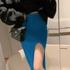 Women's Skirt Temperament High Waist Thin Elastic Force Split