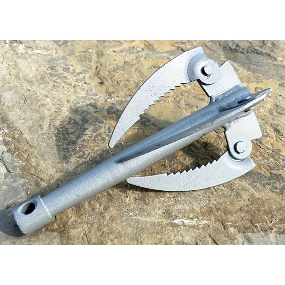 High-Efficiency Foldable Weed Remover with 393.7" Rope - Galvanized Iron, Easy Aquatic Plant Extraction, Includes Quad Anchor