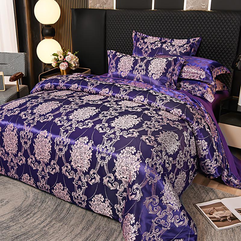 European Silk Cotton Jacquard Wedding Bedding Set - Four-Piece Duvet Cover Gift