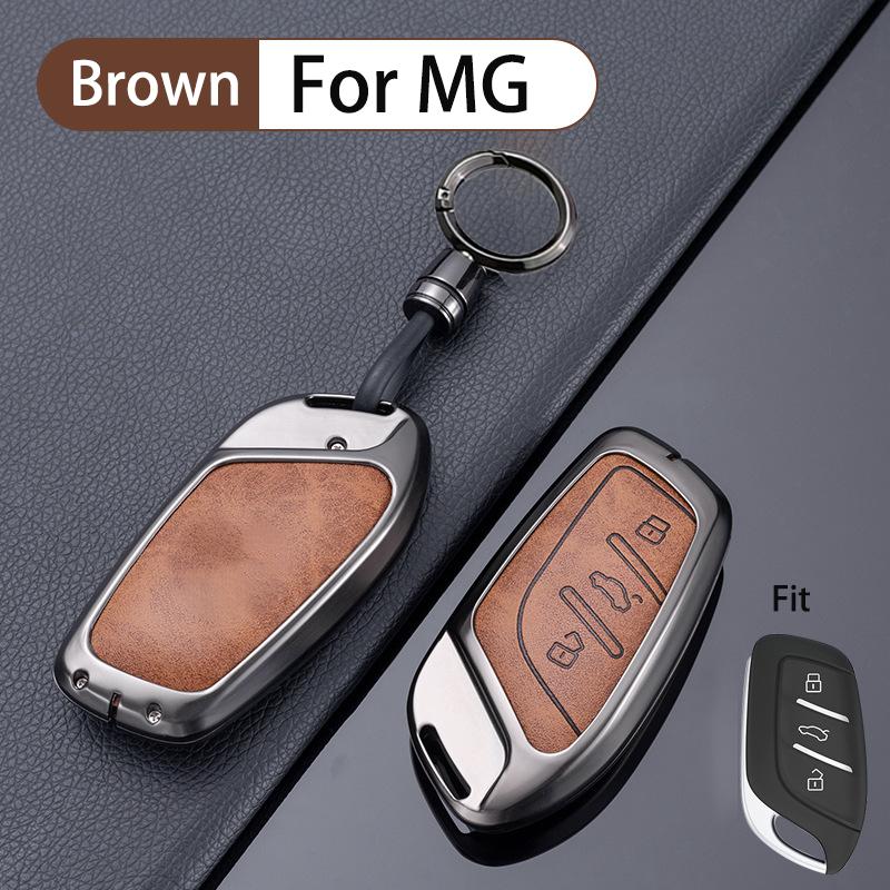 Zinc Alloy Leather for MG 4 2023 Mg4 Ev MG HS GT ZS EV ZX MG5 MG6 Remote Car Key Case Cover Fob Keychain Holder Bag Accessories WW28