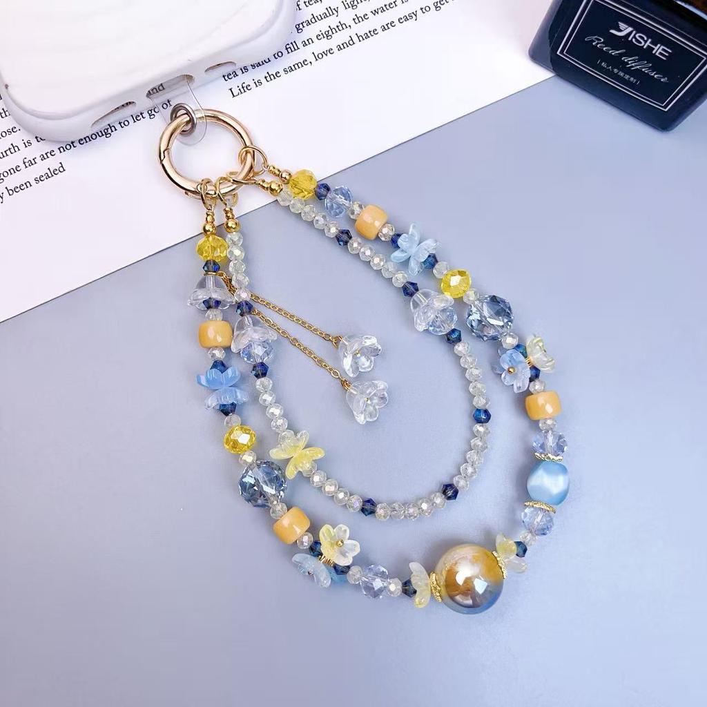 High-End Handmade Crystal Beaded Phone Chain Pendant Keychain for Women