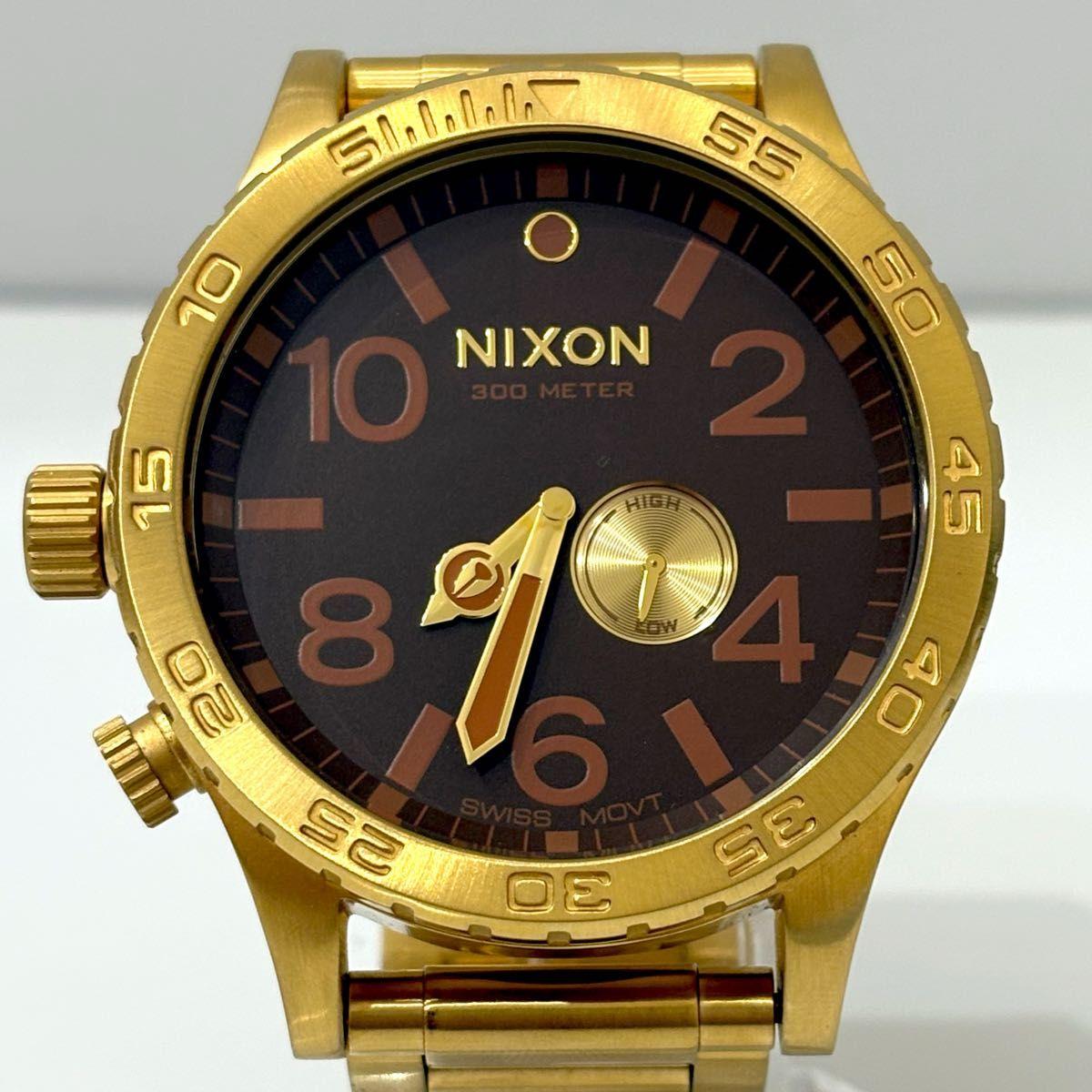 Used [New battery] NIXON 51-30 quartz gold watch