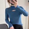 Casual Hälfte Rollkragen Lange Ärmel Stricken Tops Mode Hohl Pullover Frauen Pullover Elegante Jumper Herbst Und Winter Cothes 23955