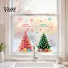 Winter Theme Wall Decor 2Pcs Pink Christmas Tree Static Window Clings, Removable Xmas Stickers Home Ornaments with Snowflake Star for Shop Cafe