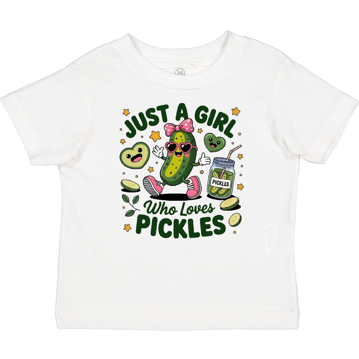 Inktastic Just A Girl Who Loves Pickles Toddler T-Shirt Love Pickle Cute Food 100