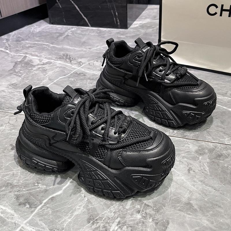 

Women 7 CM Platform Sneakers Casual Sports Shoes Fashion Strap Design Comfortable Shoes Outdoor Running Walking Sneakers 35-40 40 чёрный