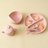 New BPA Free Silicone Baby Feeding Set Sucker Bowl Dinning Dishes Plate Straw Cup Spoon Forks For Kids Children‘s Tableware