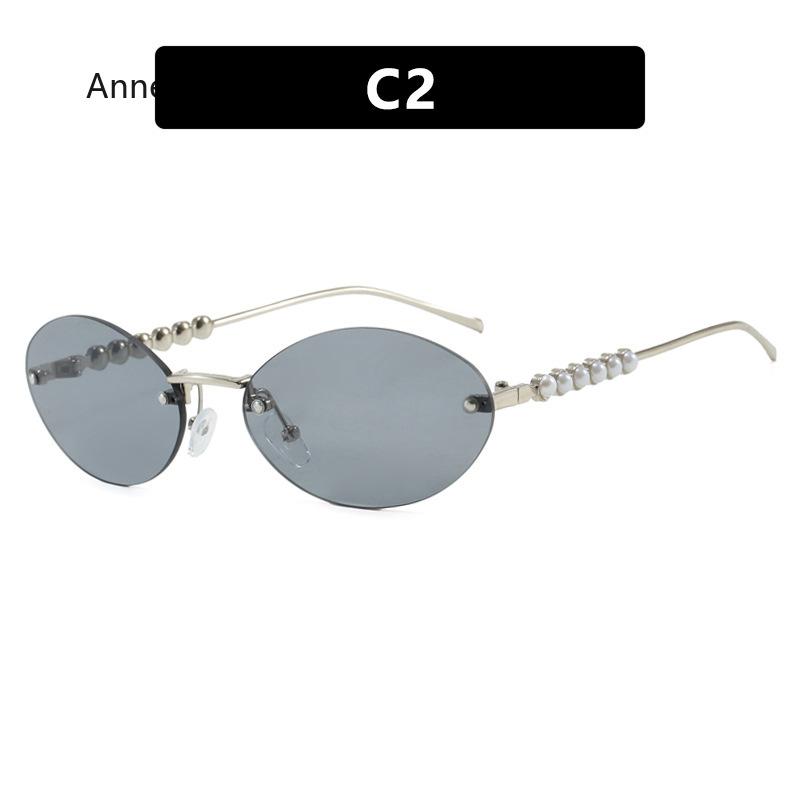 Pearl Oval Frameless Sunglasses Women Rimless Sunglasses Women Rimless Sunglasses Small Oval Sun Glasses Unsiex Shades UV400
