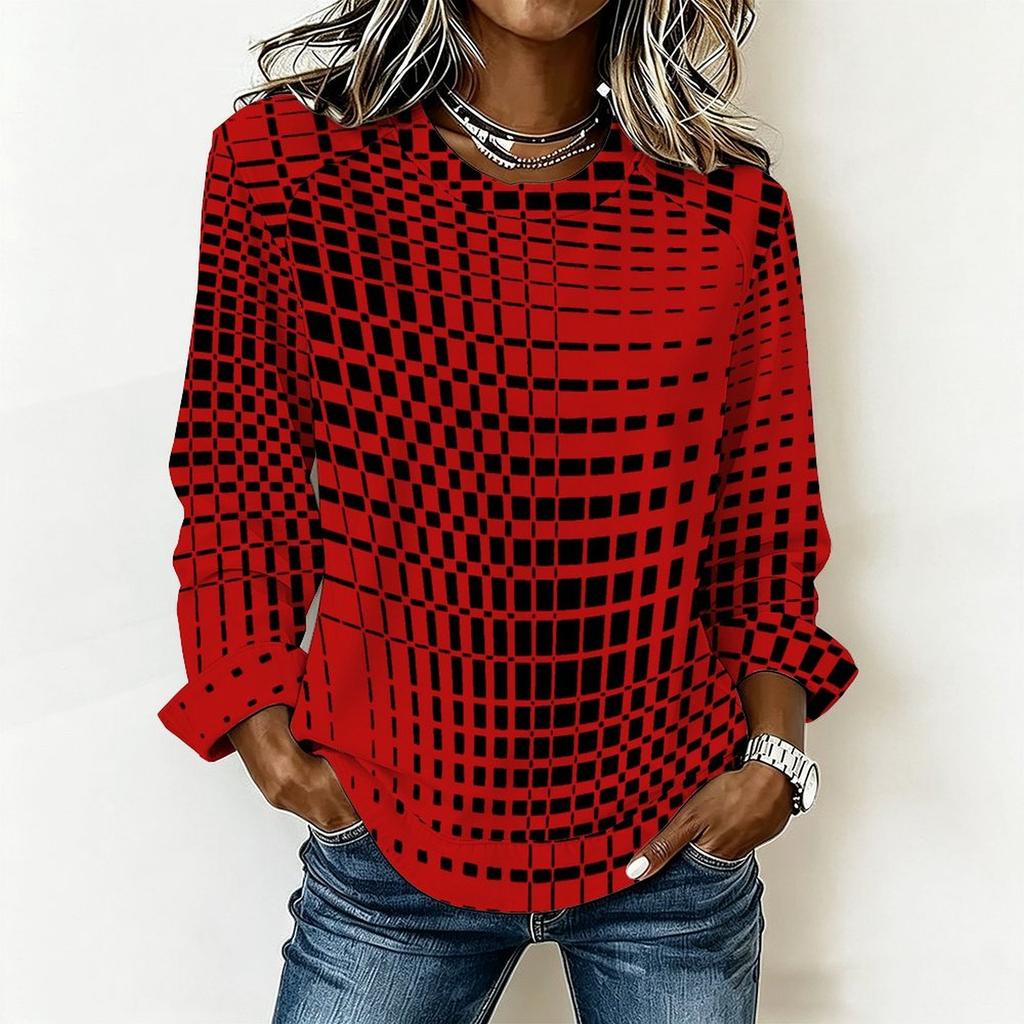 Plus Size Ladies Long Sleeve T Shirt Vintage Floral Printed Casual Loose Daily Blouse