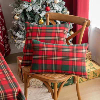 Față de pernă nouă de Crăciun Față de pernă cu husă de pernă pentru petrecere de sărbători americane Mătase aurie Crăciun Plaid Față de pernă Față de pernă