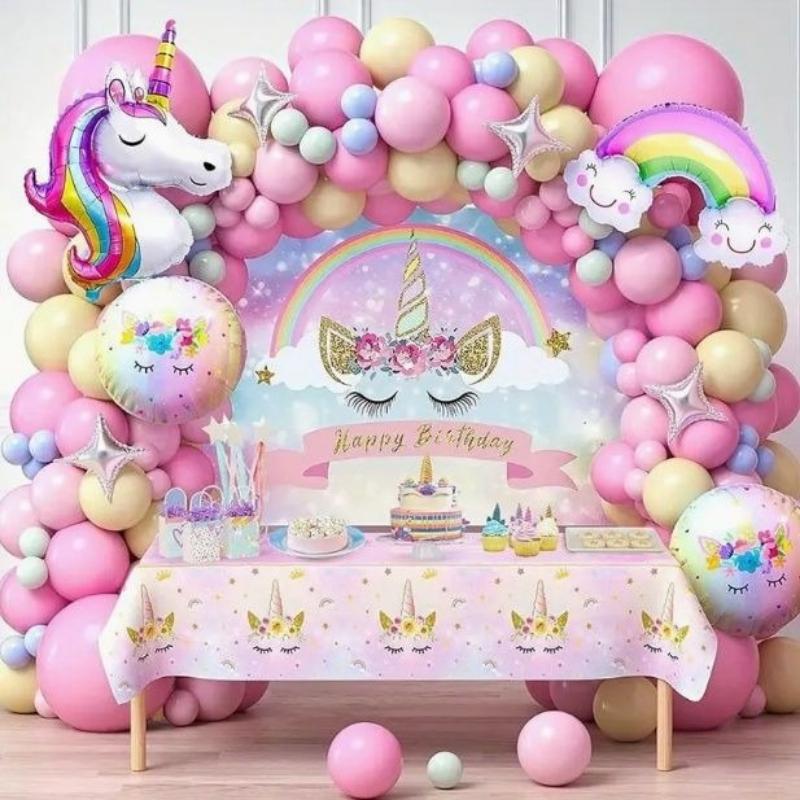Unicorn-themed Pink Balloon Set for Children s First Birthday Unicorn Birthday Party Decoration Pink balloon set
