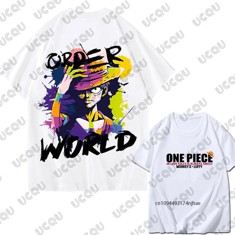 Japanes One Piece Luffy Gear 5 Print Cotton Unisexs T Shirt Summer Short Sleeve Cosplay Clothes Casual Tees Oversized Unisex Tops