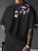 Summer Japanesestyle cherry blossom print Womens Tshirt loose fit for daily wear  cotton material Fashionable and versatile