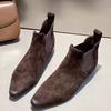 Sheepskin version~ retro matte suede polished pointed inner heightening Chelsea boots short boots women's 2025 new bare boots