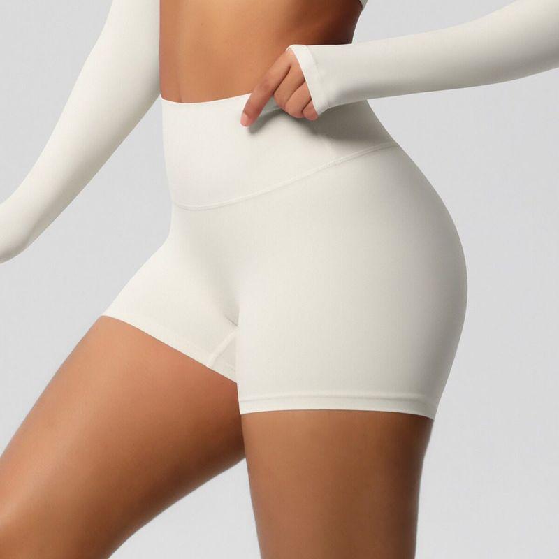 

and American Style Naked-Feel Double-Sided Brushed High-Waisted Tight-Fitting Butt-Lifting Yoga Shorts for Women, Suitable for Running and Fitness Light Ivory L