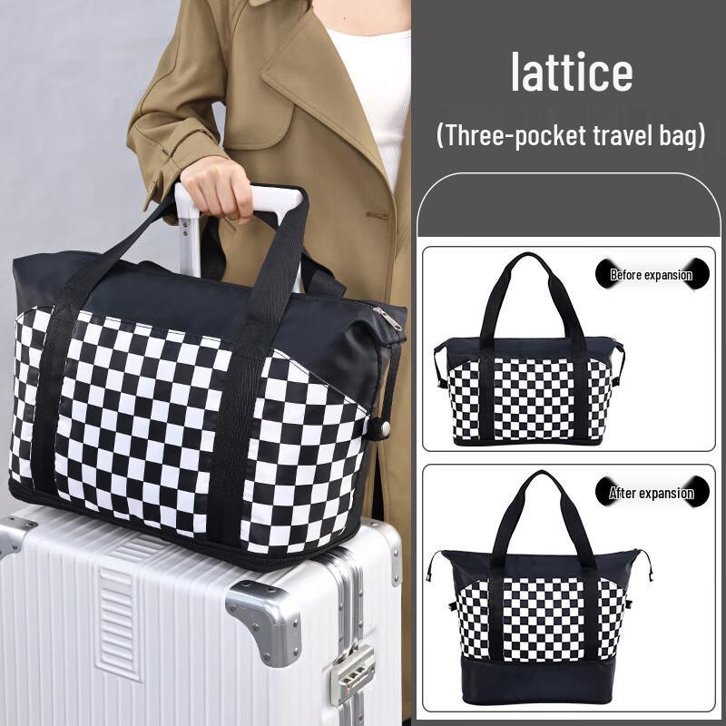 Jieyingfei Plaid Canvas Large Travel & Gym Bag