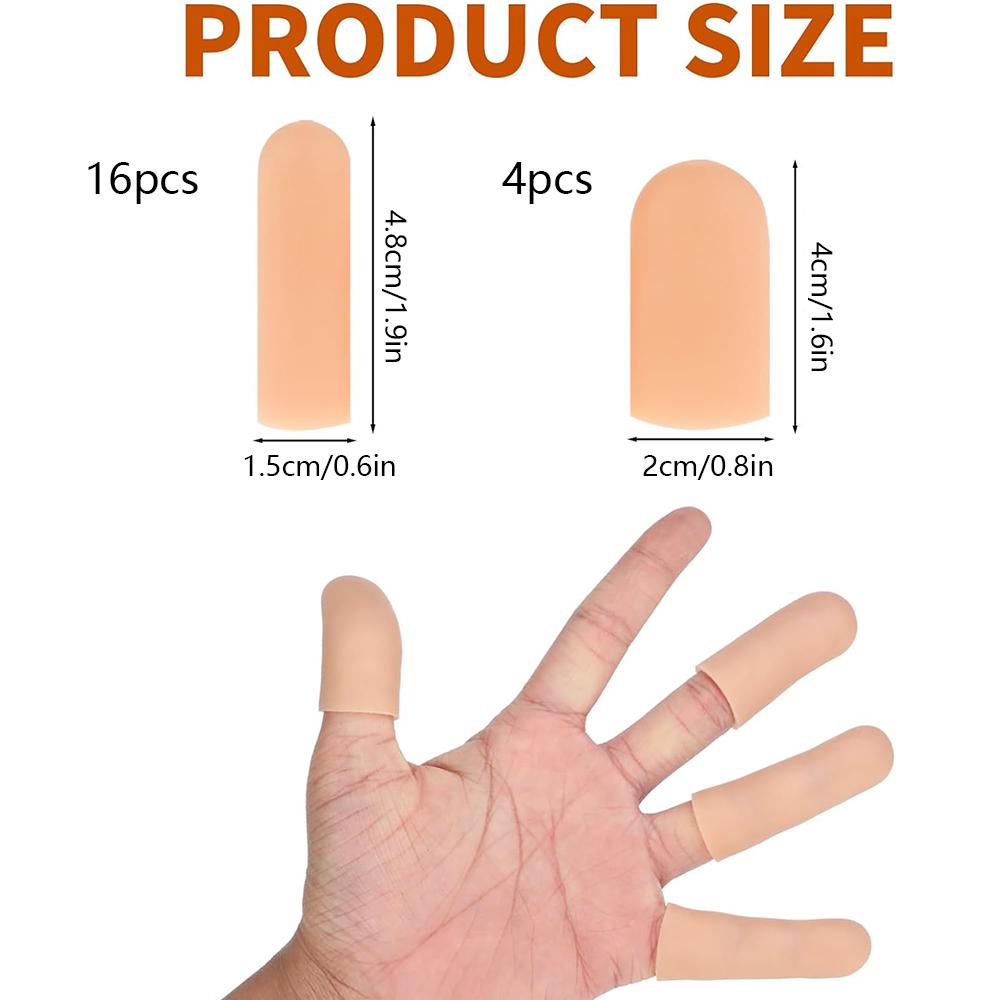 20PCS Finger Cots Silicone Fingertip Protectors for Finger Cracking, Wound