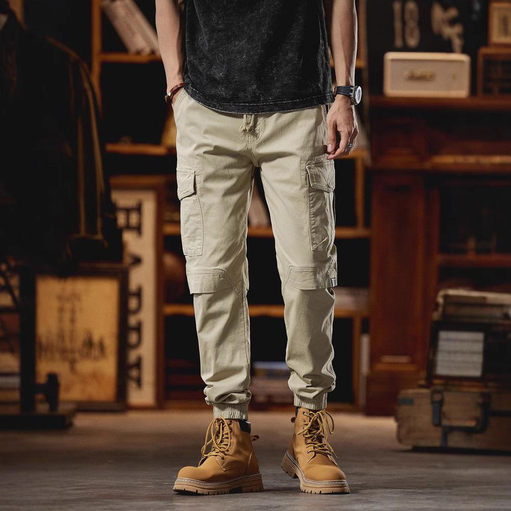 Men's pants new trendy cargo pants, wide-cut long pants, multi-pocket jogger pants, loose casual pants, high street