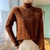 Women's 100% Pure Wool Cable Knit Half-High Neck Sweater - Loose, Thick Pullover for Autumn/Winter