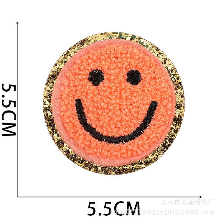 Cross-Border Smiley Face Embroidery Cloth Sticker Towel Embroidery Lightning Patch Sticker Ironing Greet Computer Embroidery Chapter Boy Love Sticker