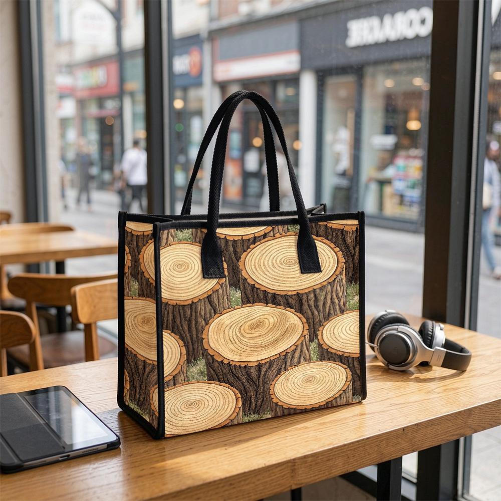 Wood Grain Pattern Tote Bag Fashion Casual Daily Portable Large Capacity Shoulder Bag for Shopping Outing