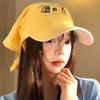 Yellow Cartoon Embroidery Headscarf Baseball Cap for Women – Hip Hop Style, Face-Slimming, Trendy Streetwear Accessory.