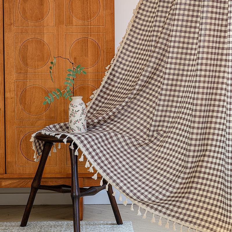 Japanese Style Linen Cotton Semi Blackout Curtains Short Curtain For Living Room Bedroom Kitchen Door Partition