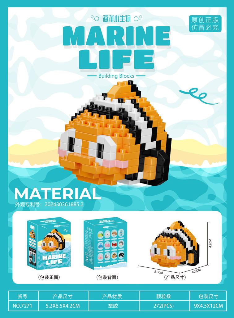 Penguin Sea Animals 3d Constructor Model Building Set Fish Mini Bricks Building Blocks Toy for Children Girls 7 to 10 Year Gifts