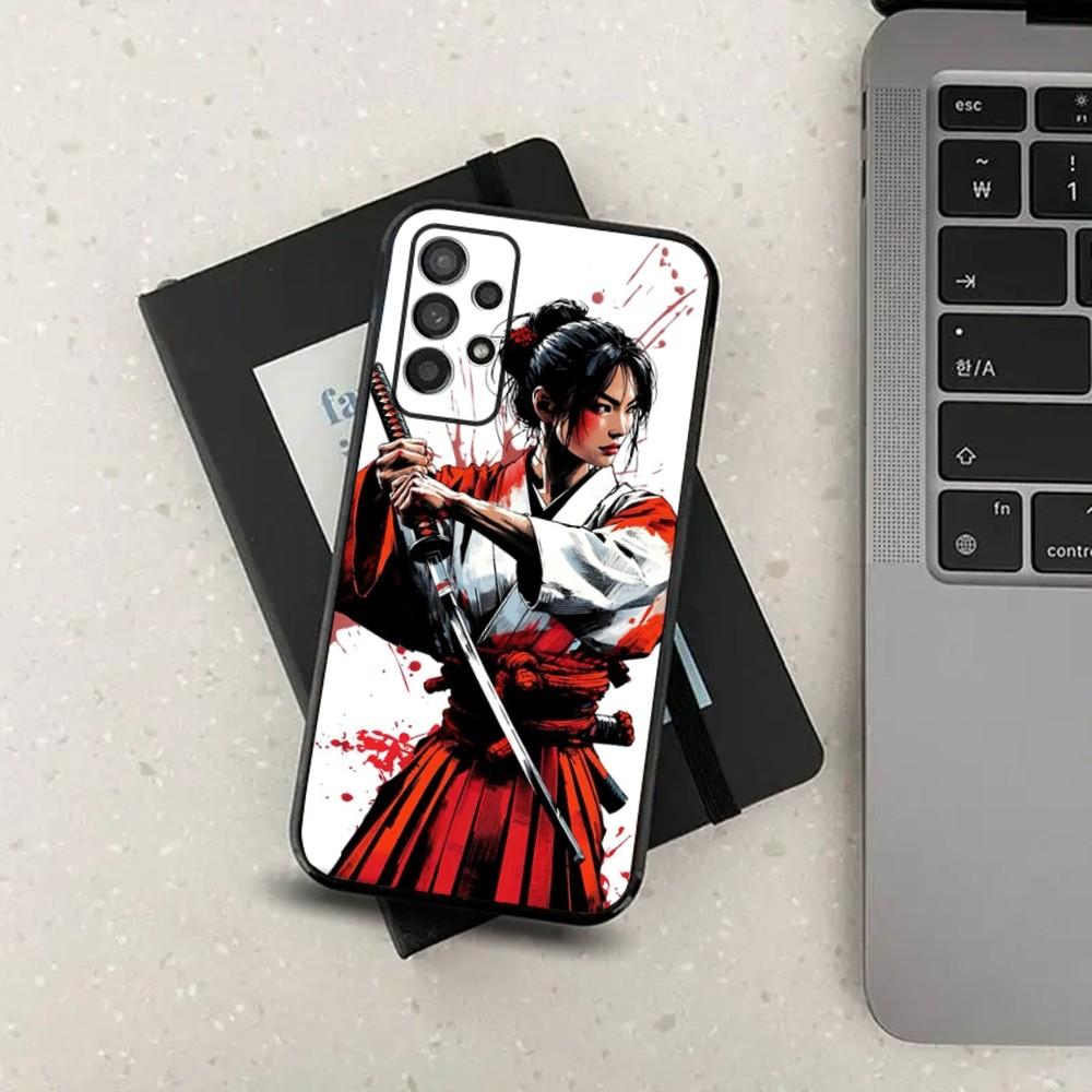 Samurai Warrior Geisha Phone Case For Samsung S21,S22,S23,S30,Ultra,S20,Plus,Fe,Lite,Note,10,9,5G Black Soft Cover