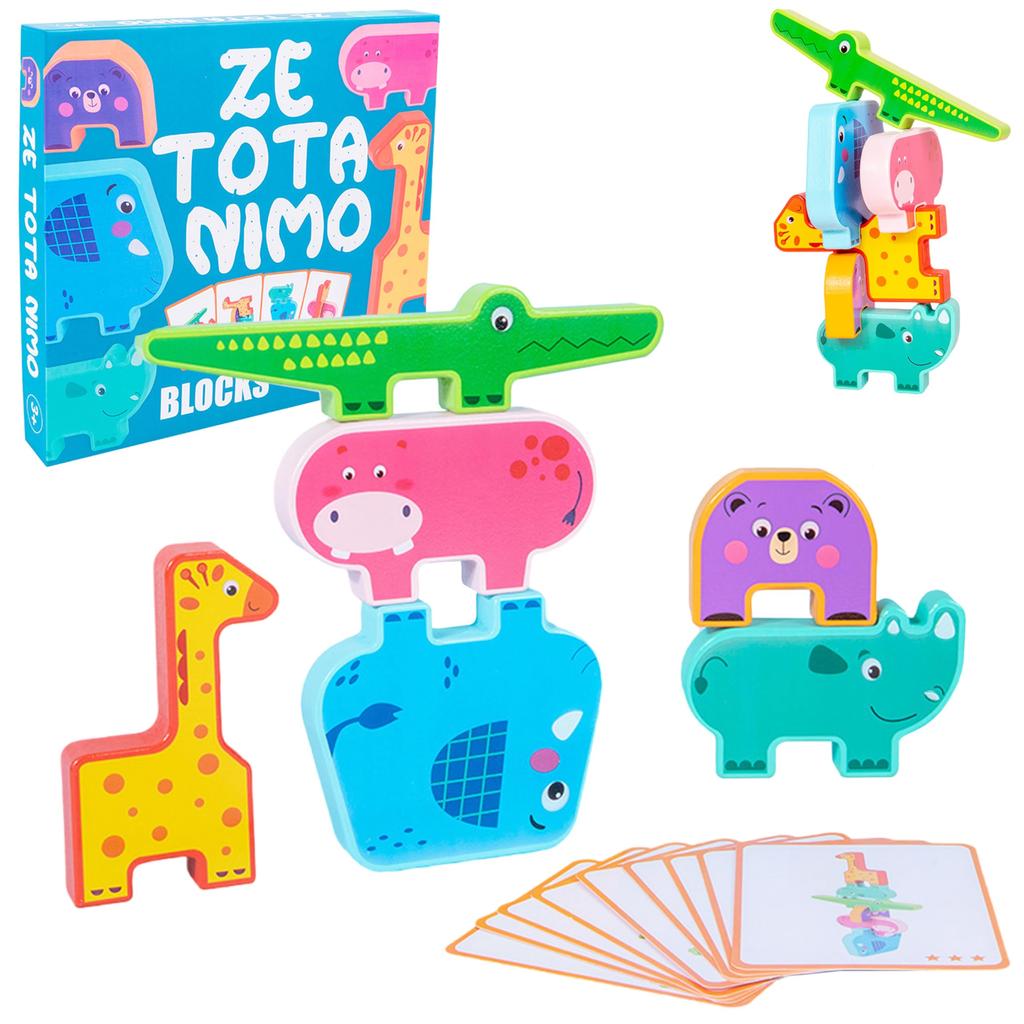 Shinse Building Blocks Animal Balance Game Blocks Wooden Stacking Toy Montessori Educational Toy Concentration Fingertip Training Imagination