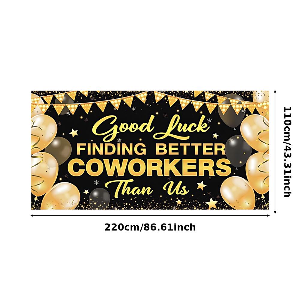 

Banner Farewell Celebration Festive Golden Theme Office Party Backdrop for Coworker Farewell Indoor Event Workplace Gathering