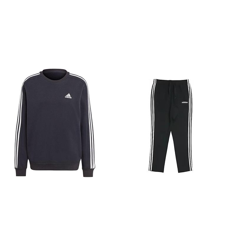 

Adidas Полосатый цветной блок круглый вырез длинный рукав ретро спортивный трикотажные спортивные штаны комплект унисекс спортивные штаны комплект черный IB4027+DU0456 XXL