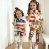 Jungen und Mädchen Unabhängigkeitstag Druck Set Kinder Freizeit Kurzarm Oberteil und Lange Hosen Set