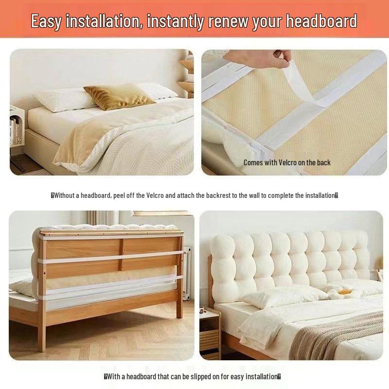 Creamy Snowball Tatami Bed Backrest Cushion: Thickened Teddy Fleece Upholstery 2024