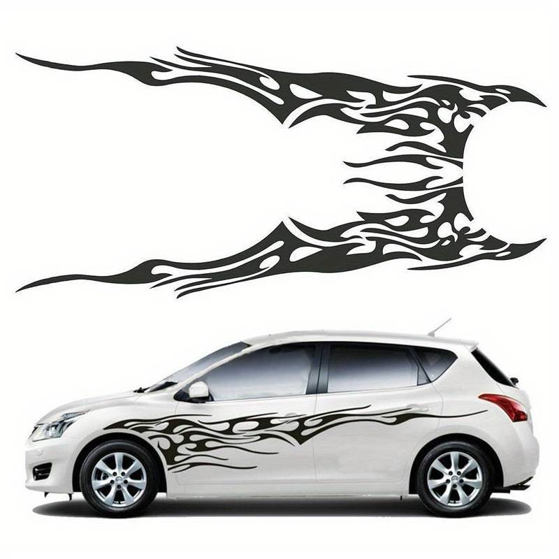 Creative Flame Car Side Stripe Decals Reflective Warning Sticker For Vehicle Decoration